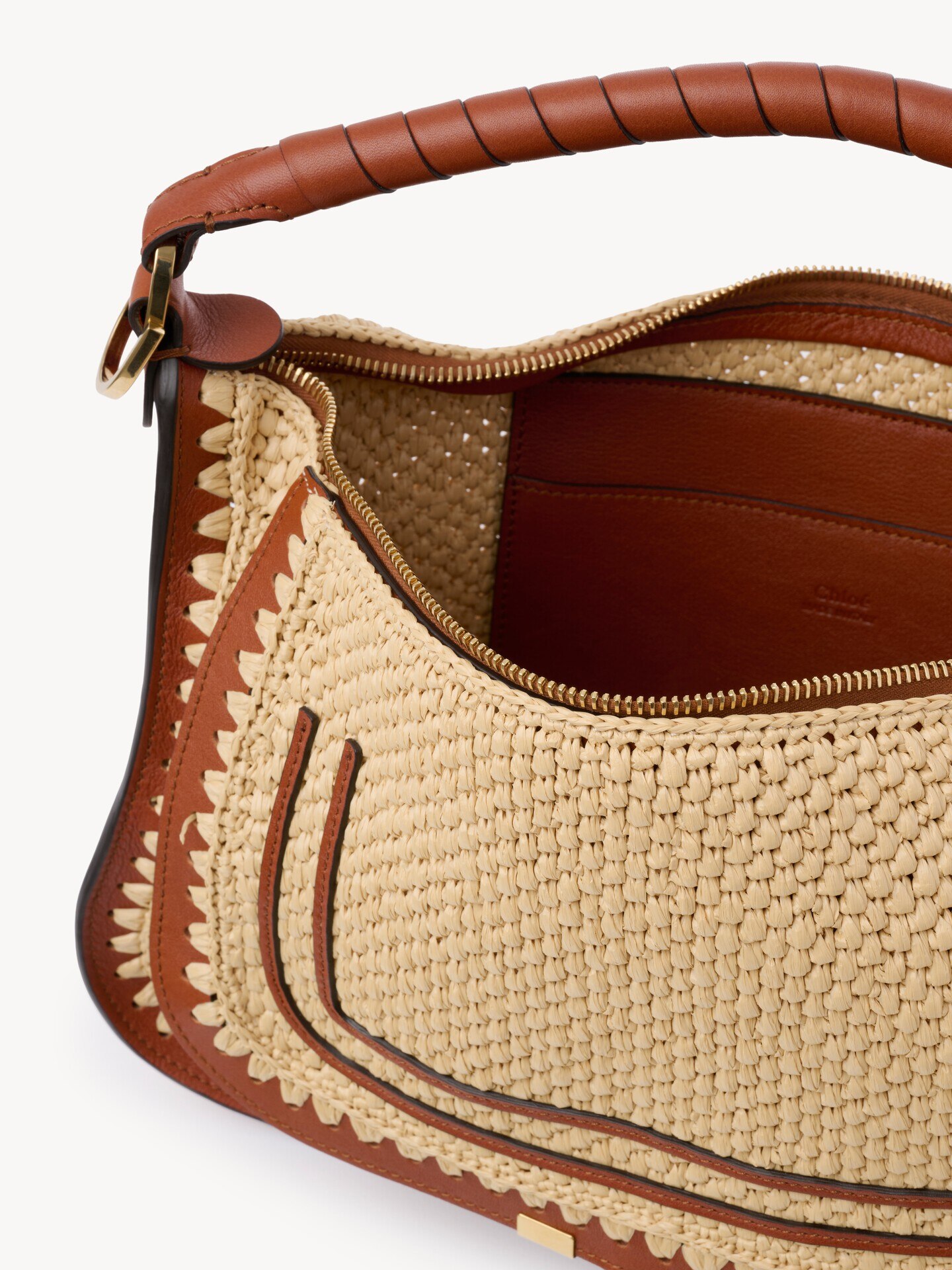 Small Marcie shoulder bag in raffia-effect - 4.0