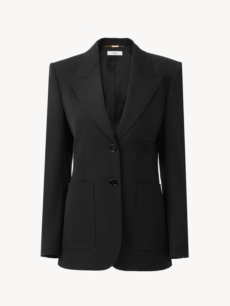 Single-breasted tailored jacket in wool grain de poudre by Chloé