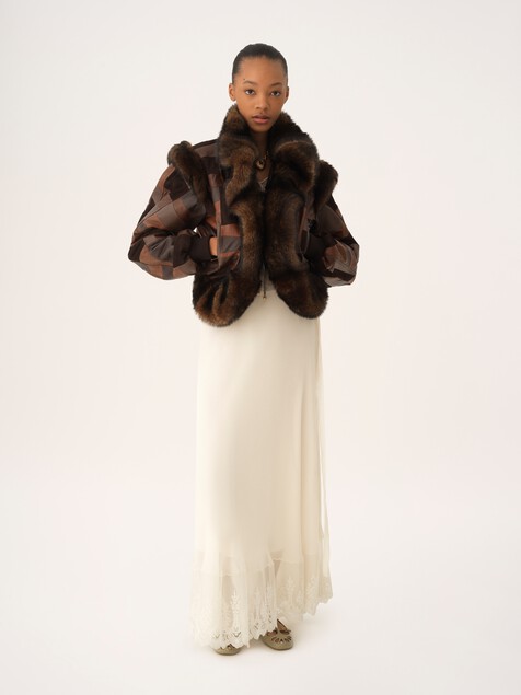 レザー製ショートハイブリッドボンバージャケット