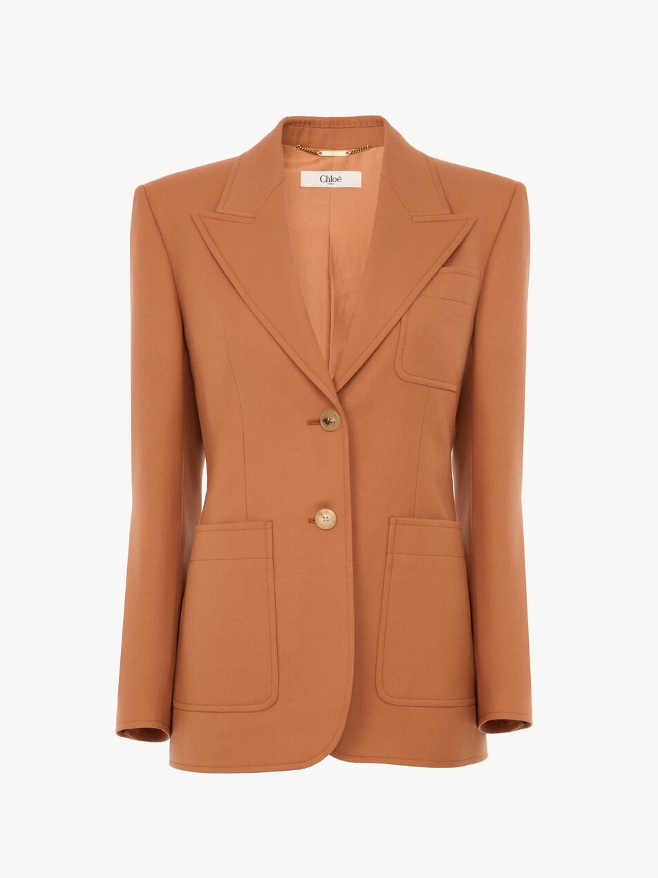 Single-breasted tailored jacket in wool gabardine - Packshot