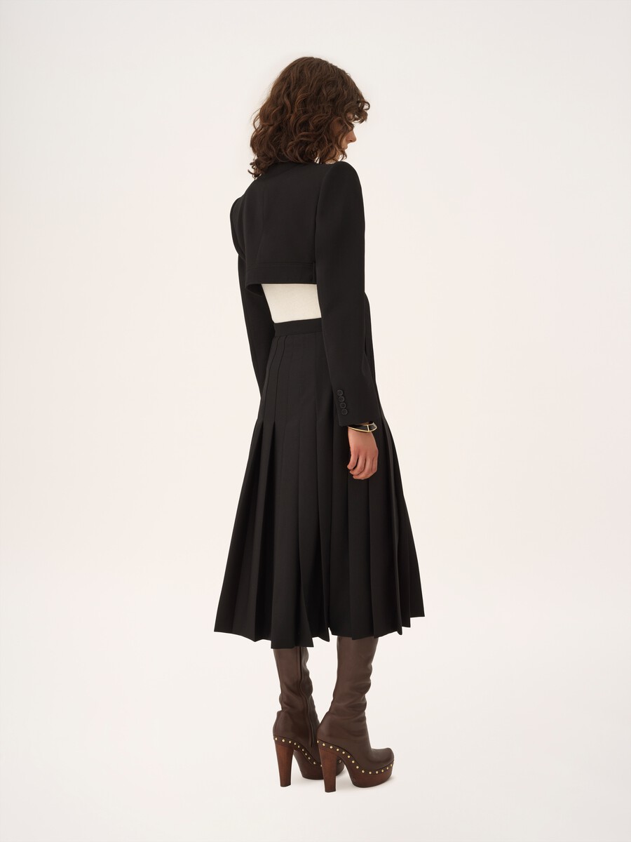 Cropped Spencer jacket in wool grain de poudre - 7