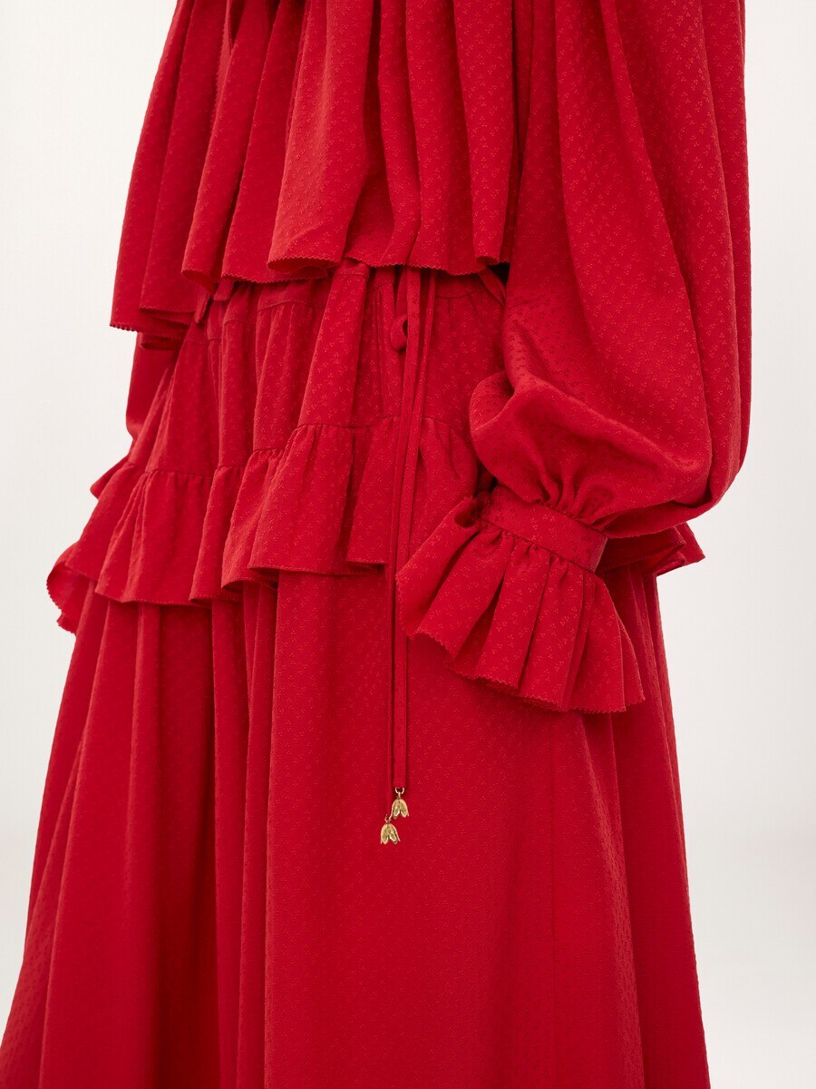 Fluid ruffled trousers in silk jacquard - 9