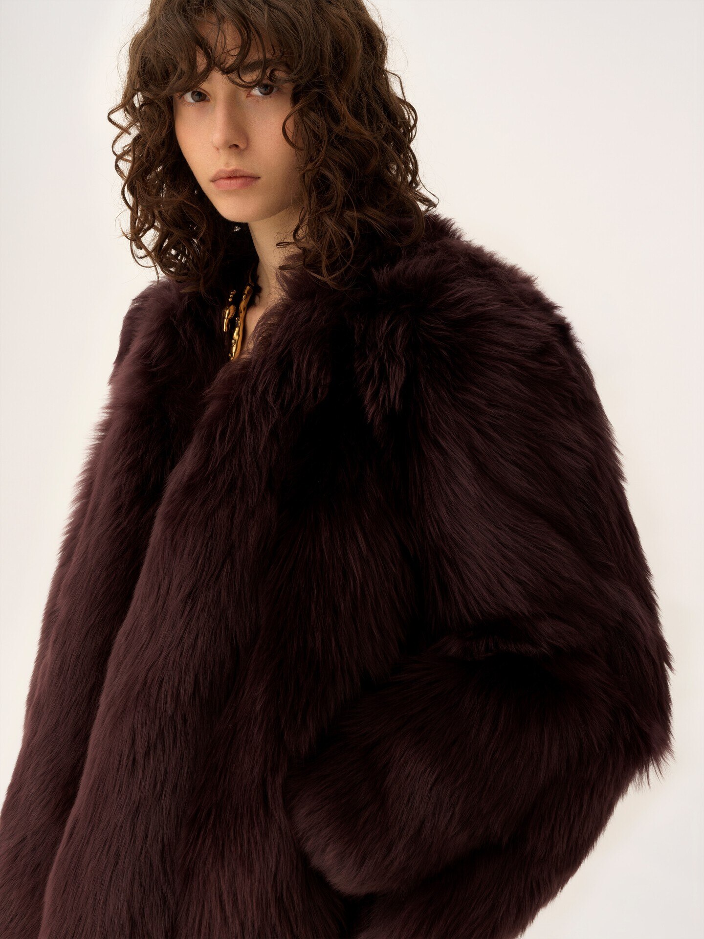 Manteau court oversize en shearling - 7