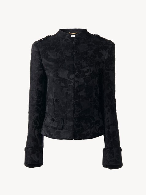 K&ouml;rperbetonte Jacke aus gebl&uuml;mtem Samt