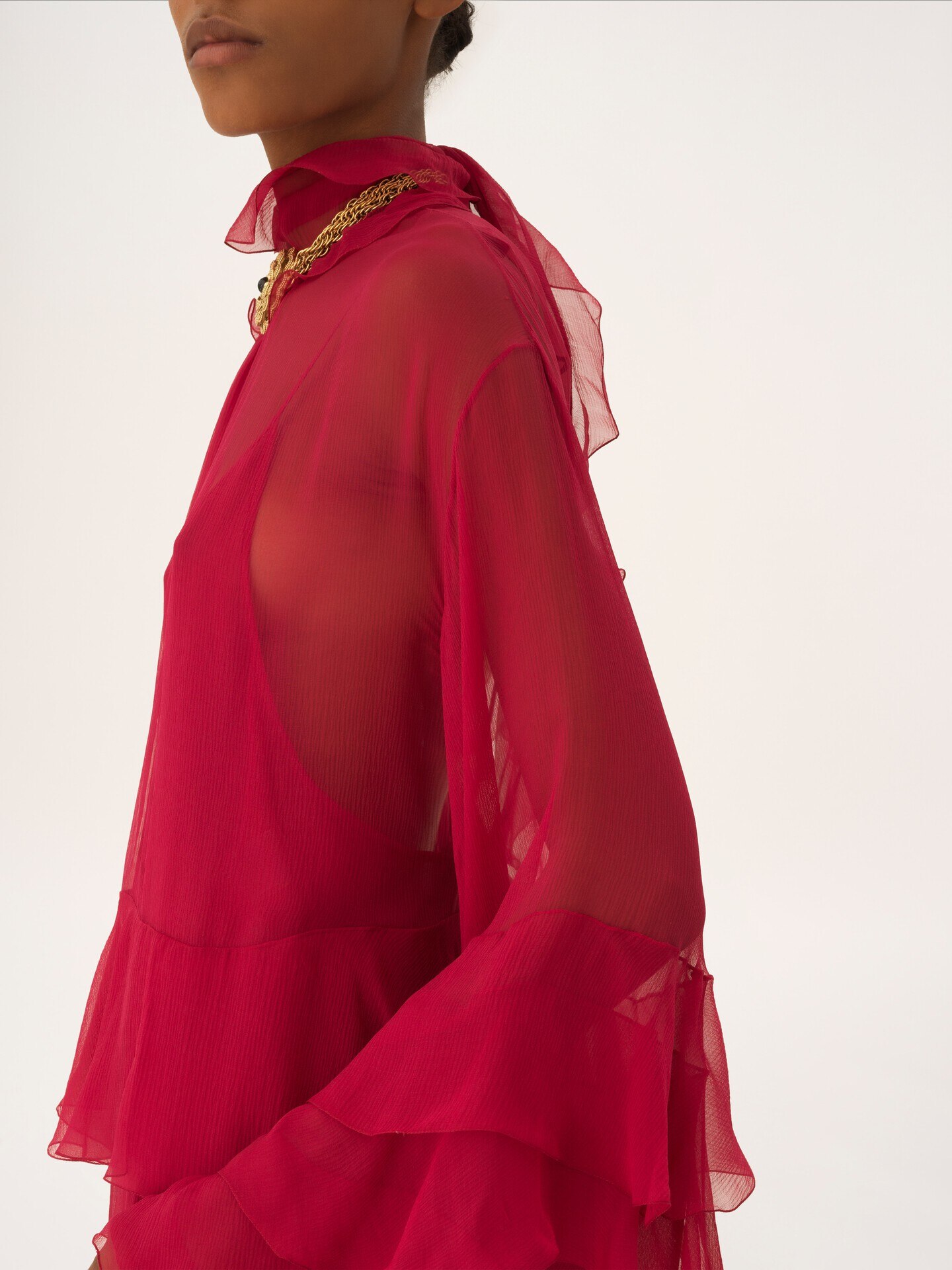 Mini robe &agrave; volants en mousseline de soie - 5.0