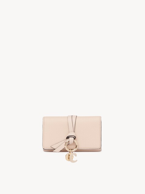 Alphabet key case in grained leather