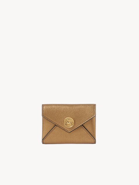 Envelope card holder in metallized leather