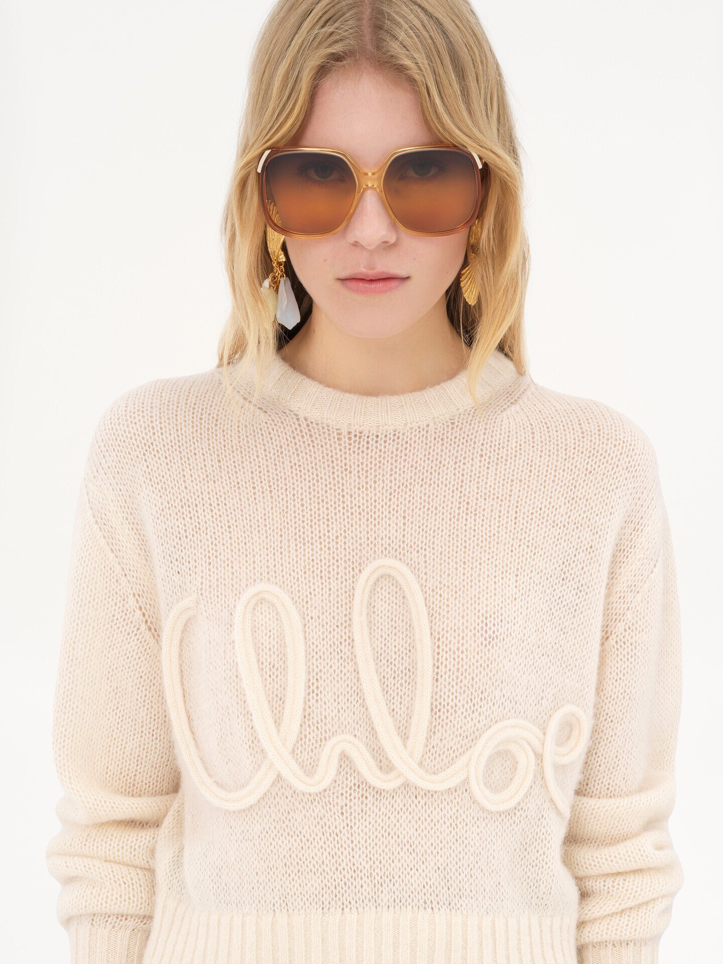 Logo sweater in alpaca wool & silk knit - 7