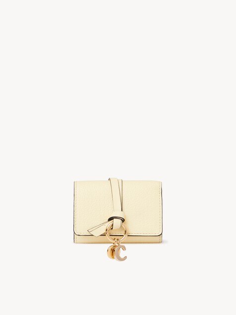 Mini Alphabet tri-fold in grained leather
