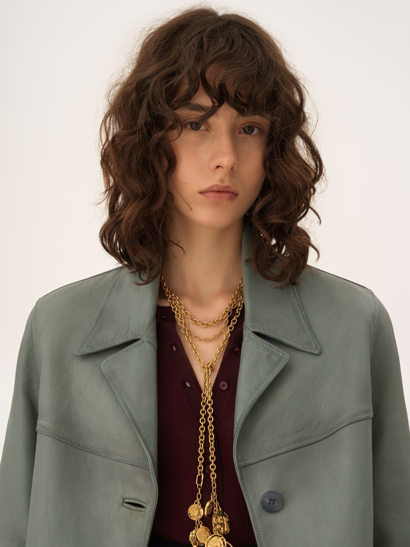 Single-breasted long jacket in leather - 7