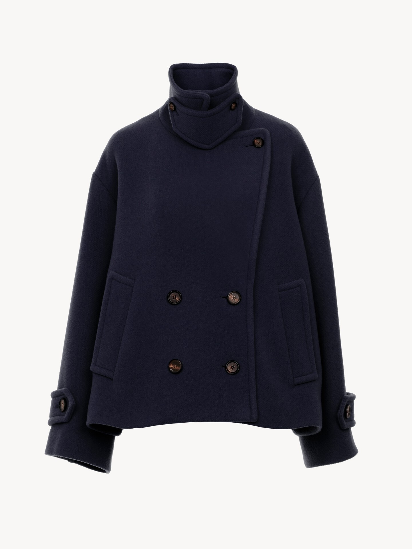 Oversized short coat in wool Iconic Navy - Chloé