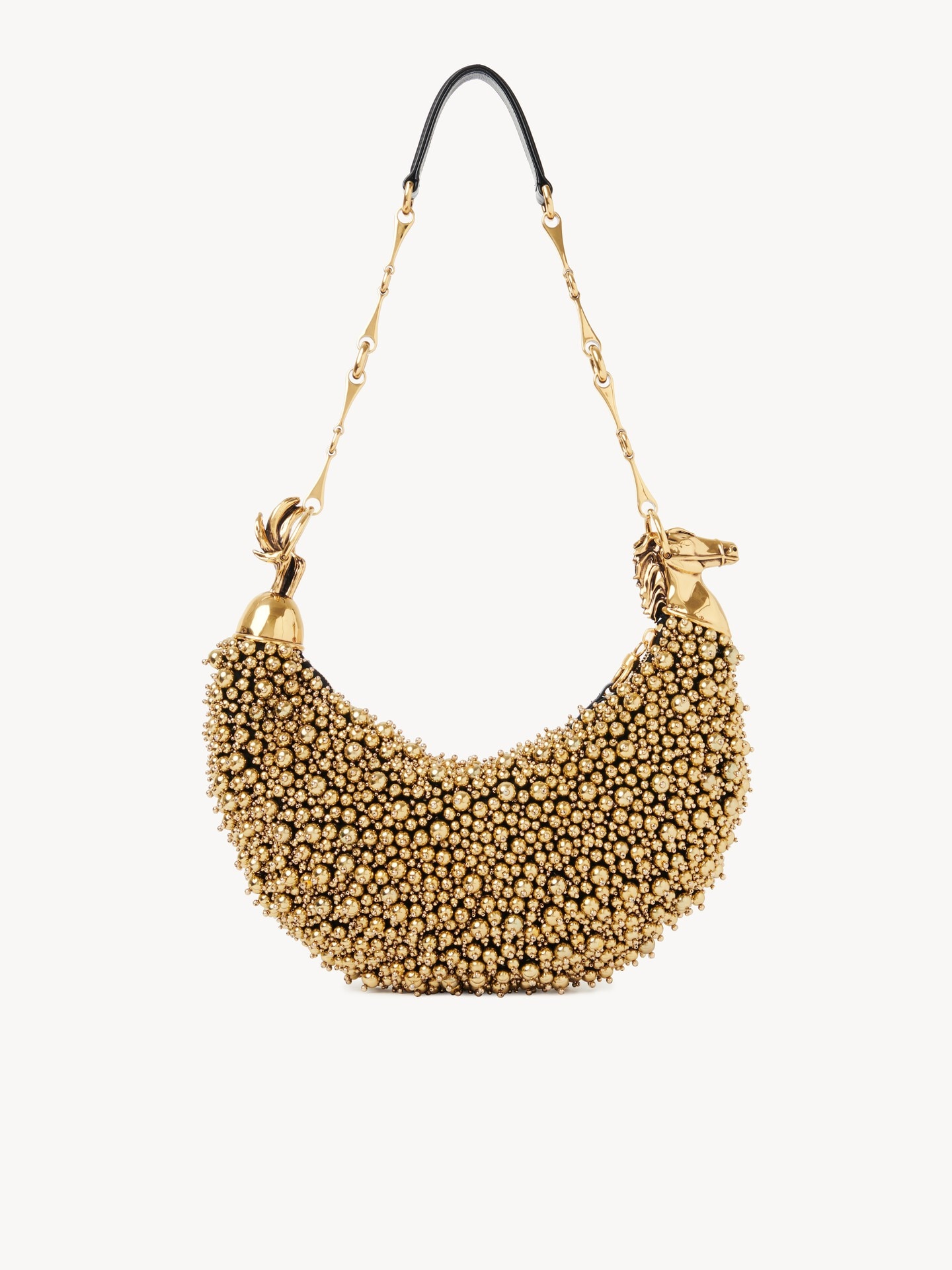 Chain Horse shoulder bag in beaded suede leather - 6