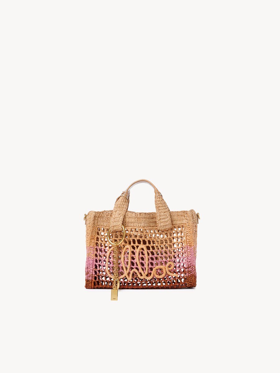 Kleine Summer Banana East-West Tote Bag aus geh&auml;kelten Fasern mit Riemen - 2