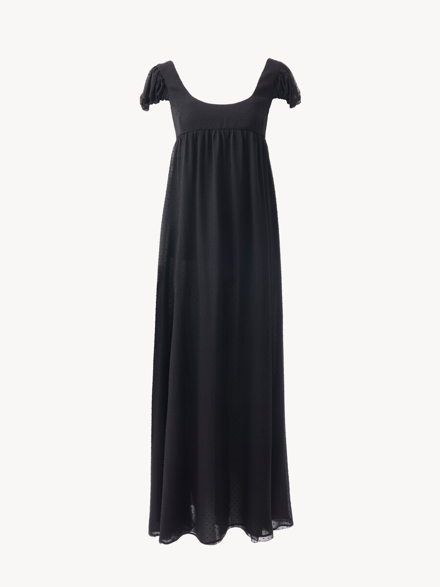 Robe longue manches bouffantes en soie plumetis - 2