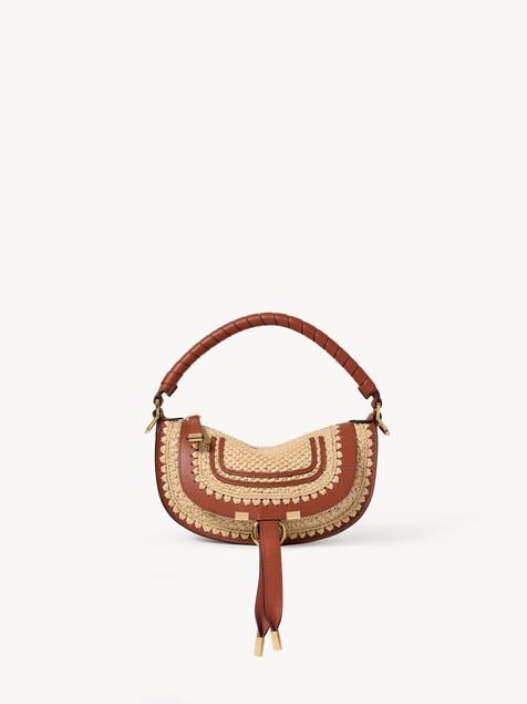 Mini Marcie shoulder bag in raffia-effect