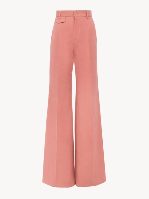 High-rise flared pants in cotton canvas
