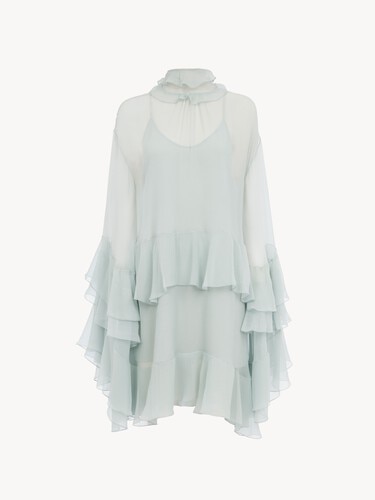 Minivestido con volantes de muselina de seda - 2