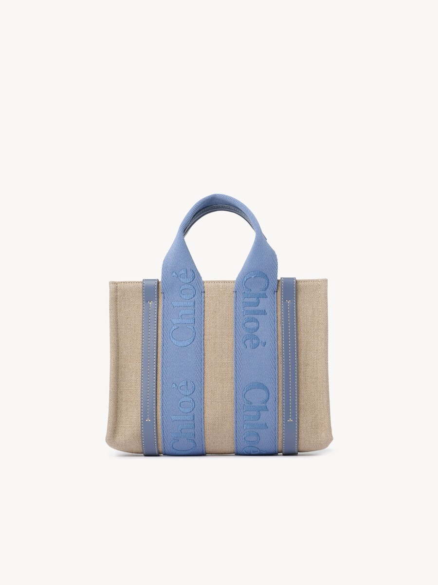 Small Woody tote bag in linen - 4