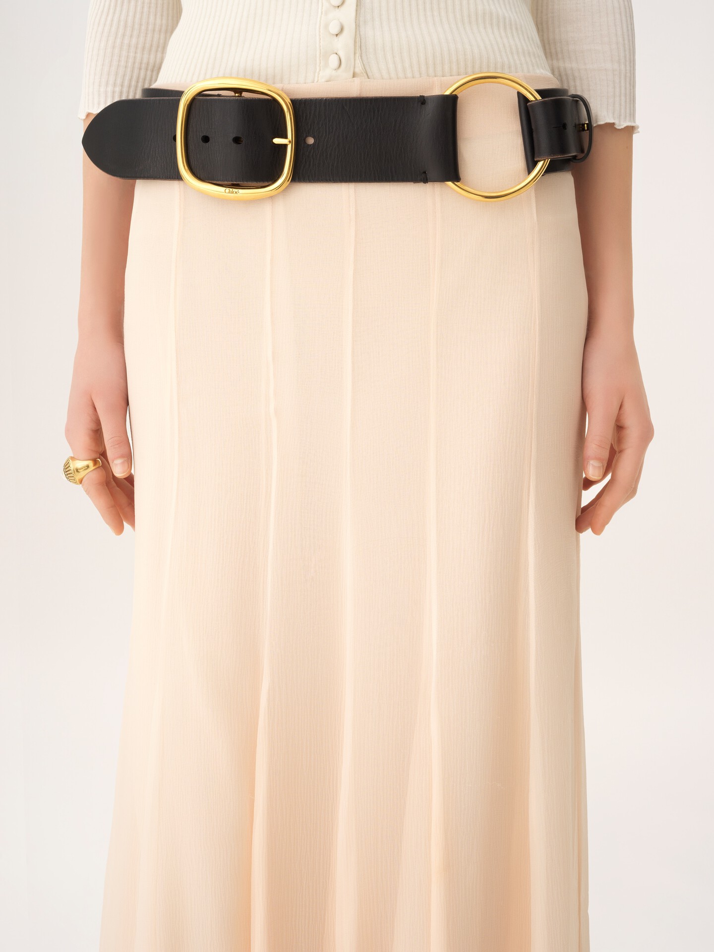 Fluid maxi skirt in silk mousseline - 8