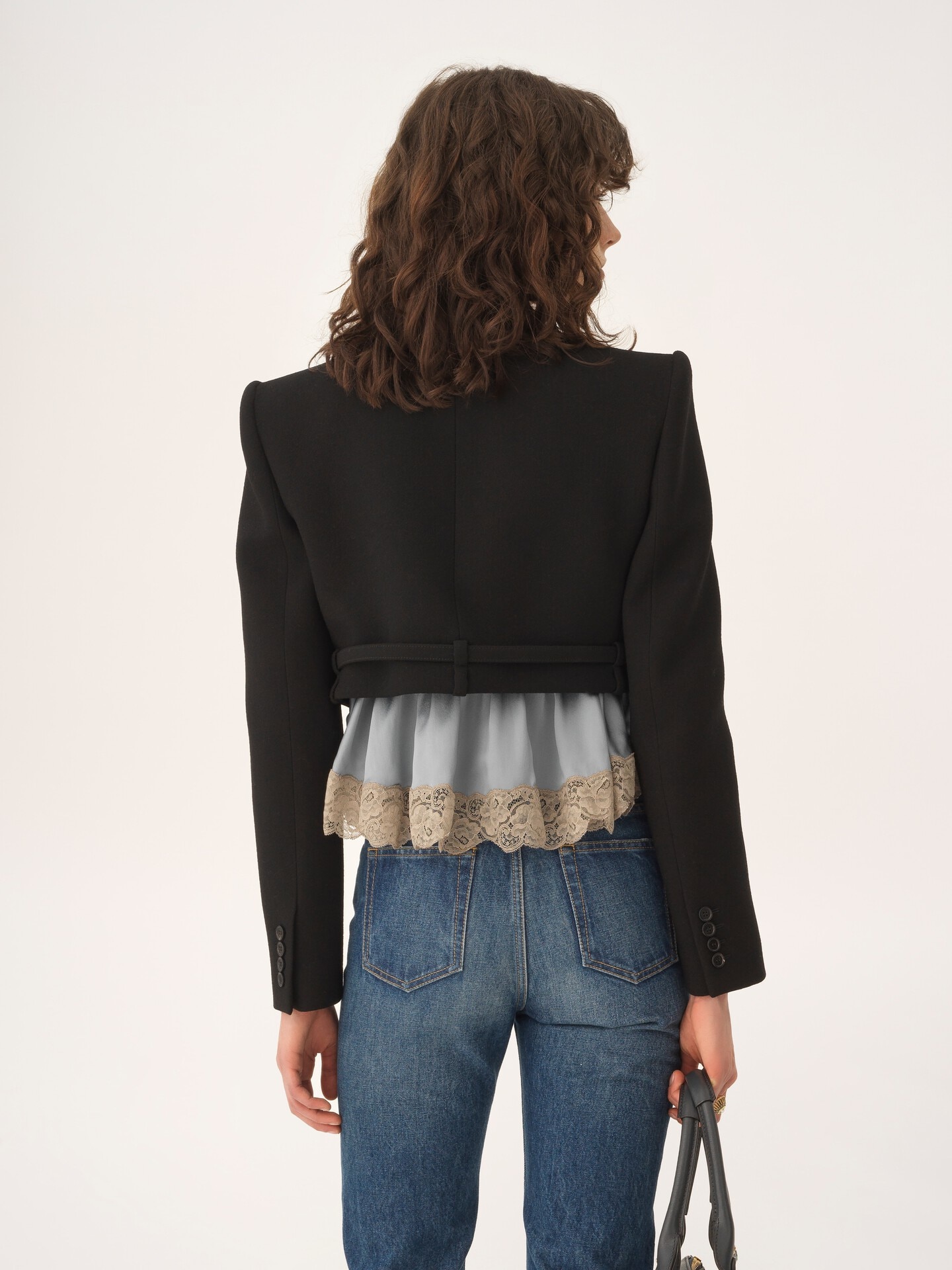 Cropped Spencer jacket in wool cr&ecirc;pe - 5