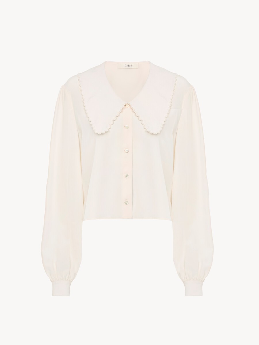Puff-sleeve blouse in cr&ecirc;pe de chine - 2