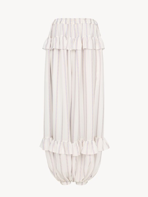 Fluid ruffled trousers in silk lurex jacquard