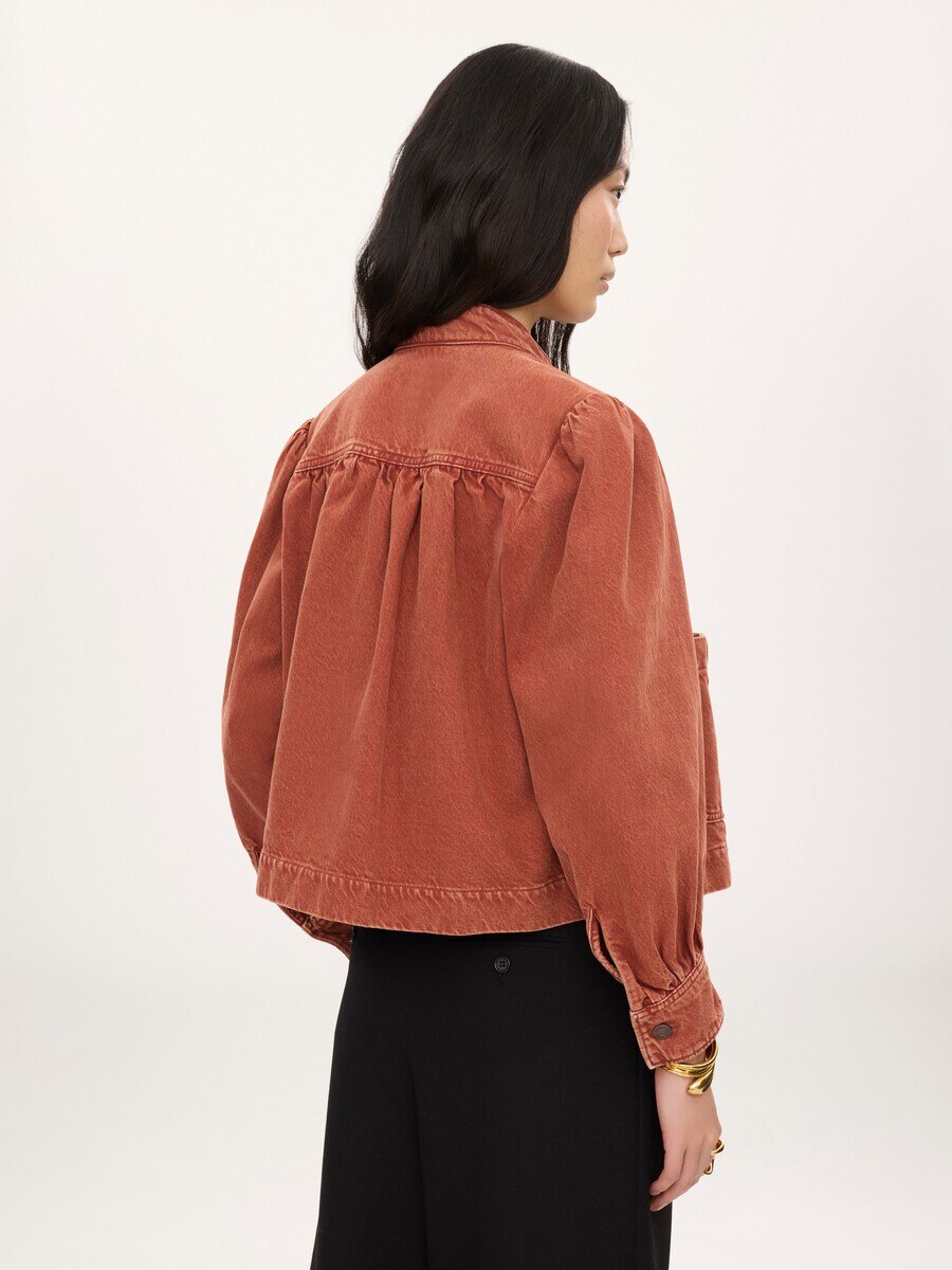 Veste fronc&eacute;e col montant en denim - 5