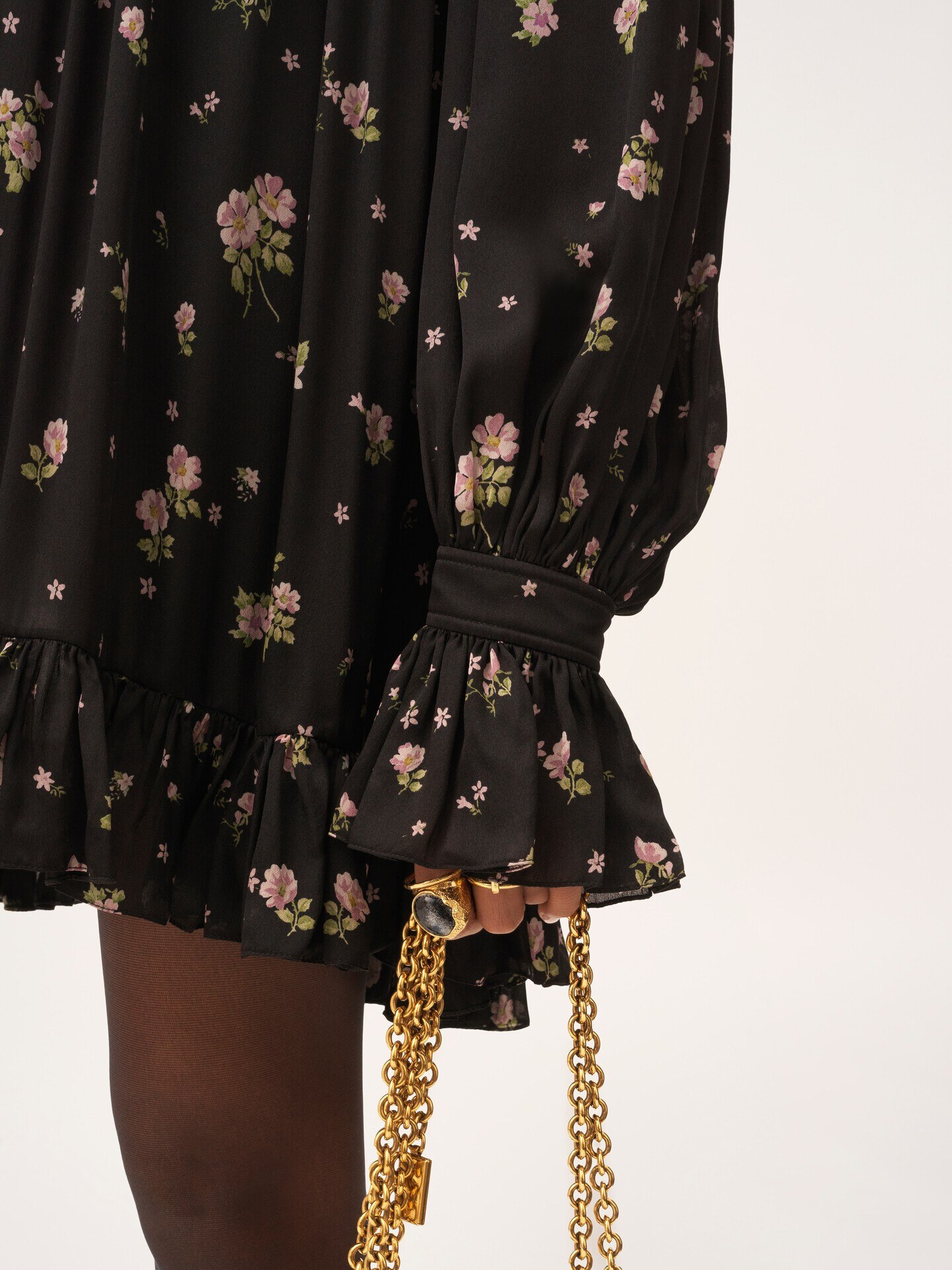 실크 샤르무즈 개더드 미니 드레스 - 6