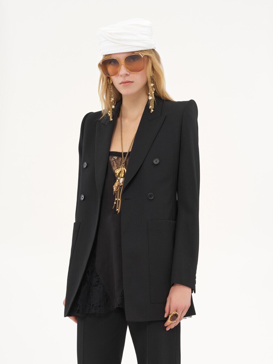 Veste blazer en laine grain de poudre - 6