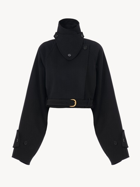 Cropped coat in double-face wool