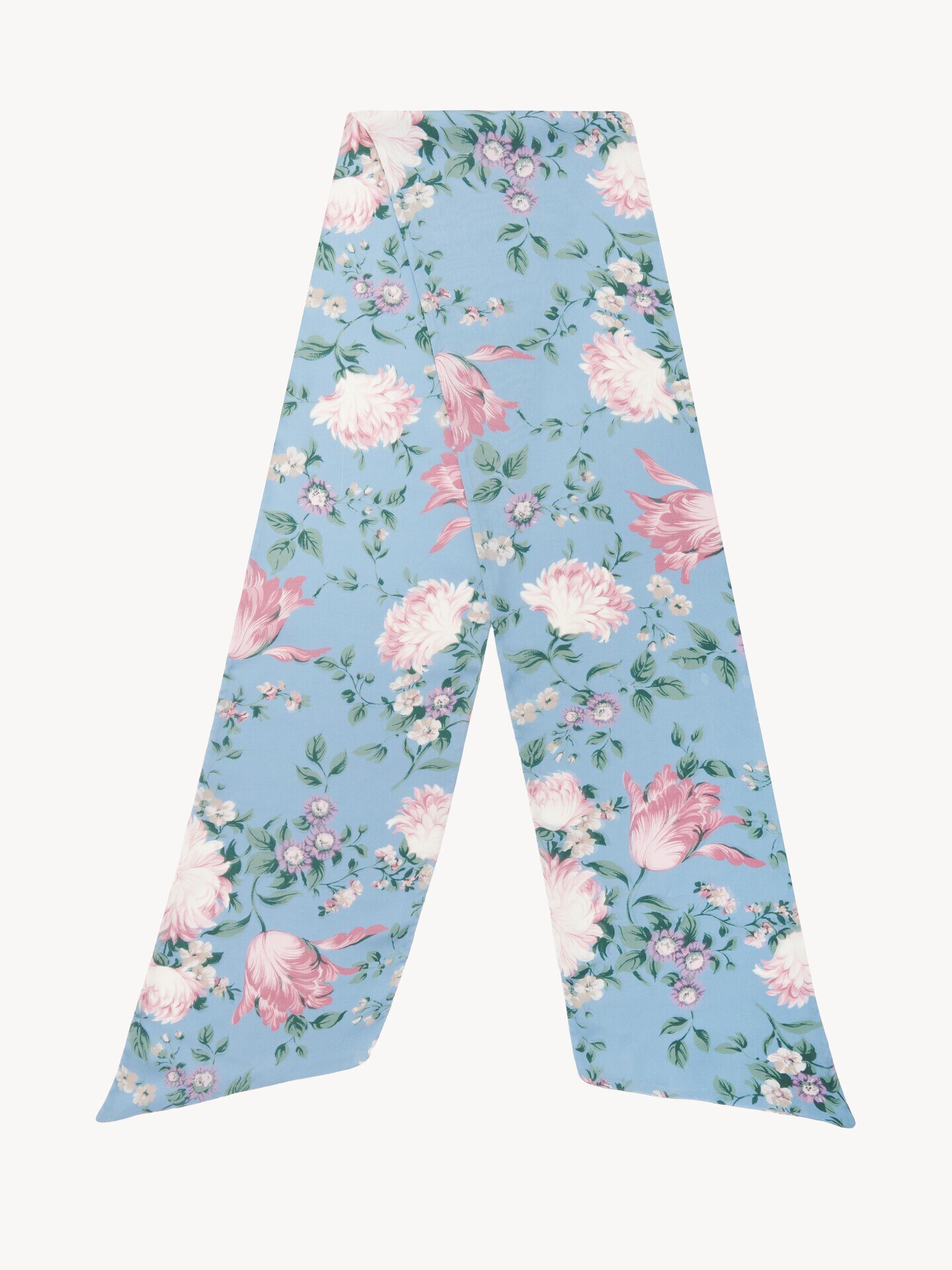 The Chlo&eacute; Peonies wide bandeau scarf in silk charmeuse - 1