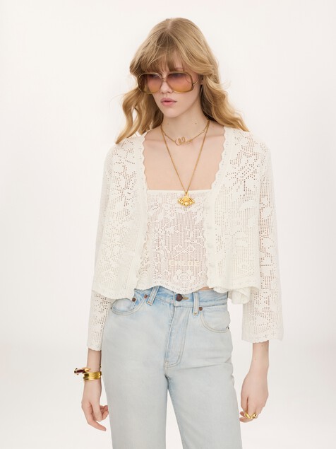 Cardigan court en maille de coton