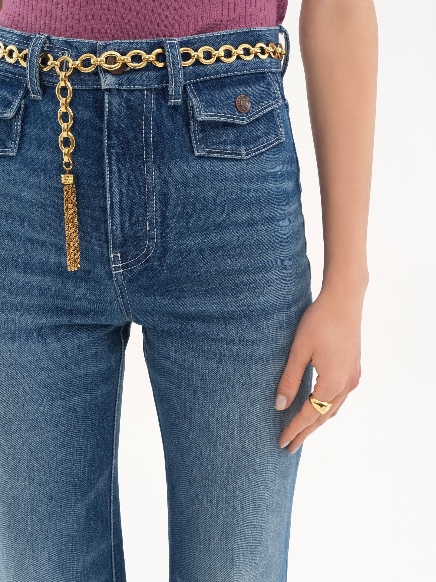 High-rise flare jeans in denim - 6