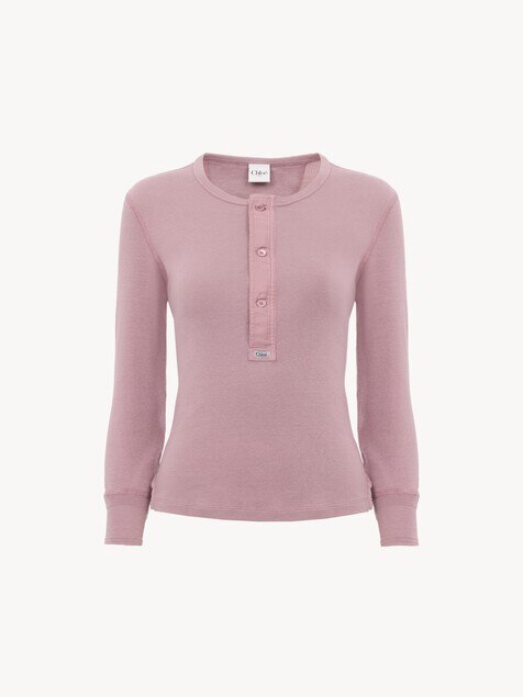 K&ouml;rperbetontes Henley-Hemd aus Baumwolljersey