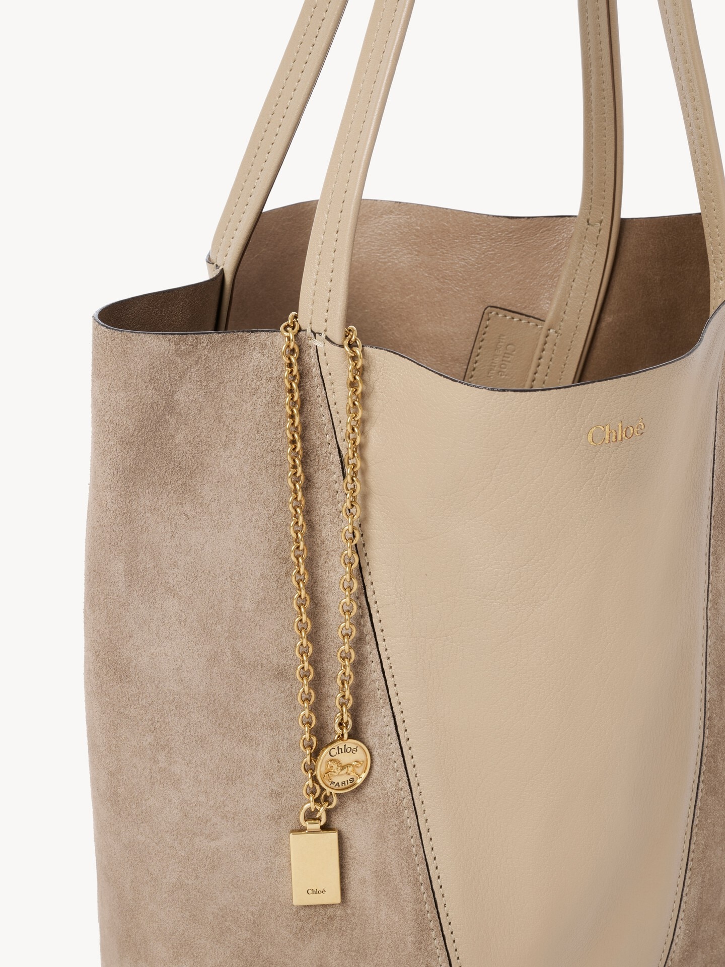 Chlo&eacute; Spin tote bag in grained and suede leather - 6