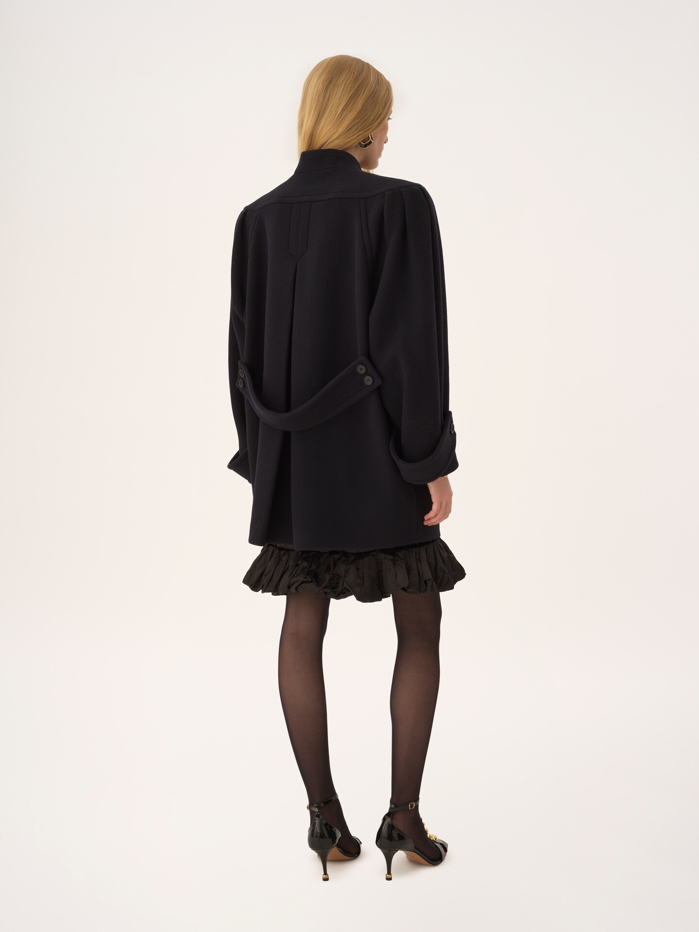 High-neck double-breasted coat in wool - 6