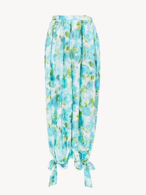 Fluid pleated pants in silk jacquard