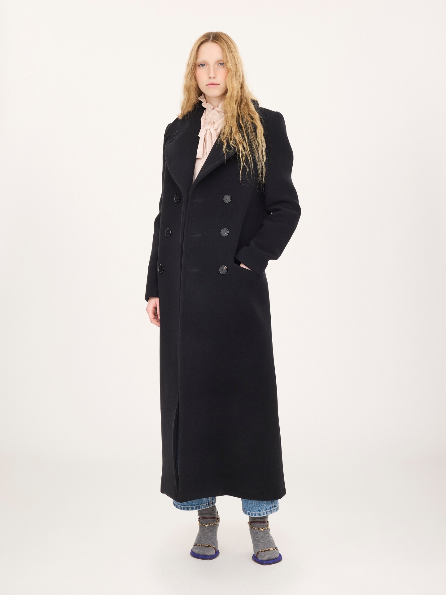 Long double-breasted coat in double-face wool - 3.0