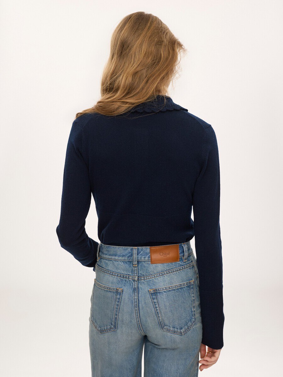 Fitted logo cardigan in a wool knit - 5
