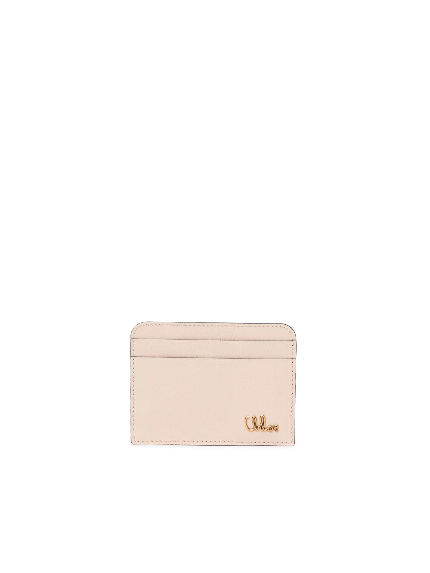 シャイニーレザー製Chloé Iconicカードホルダー Cement Pink - Chloé