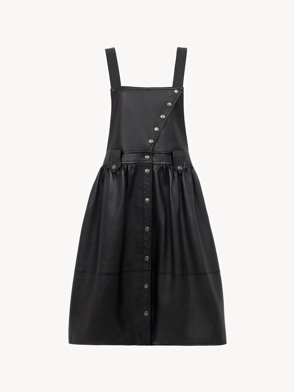 Apron midi dress in leather
