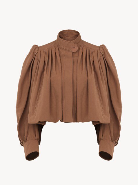 Geraffte Boule Jacke aus Leinen & Baumwolle