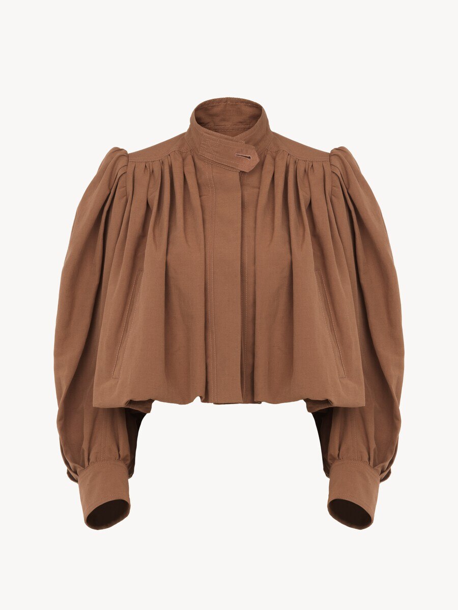 Geraffte Boule Jacke aus Leinen & Baumwolle - 2