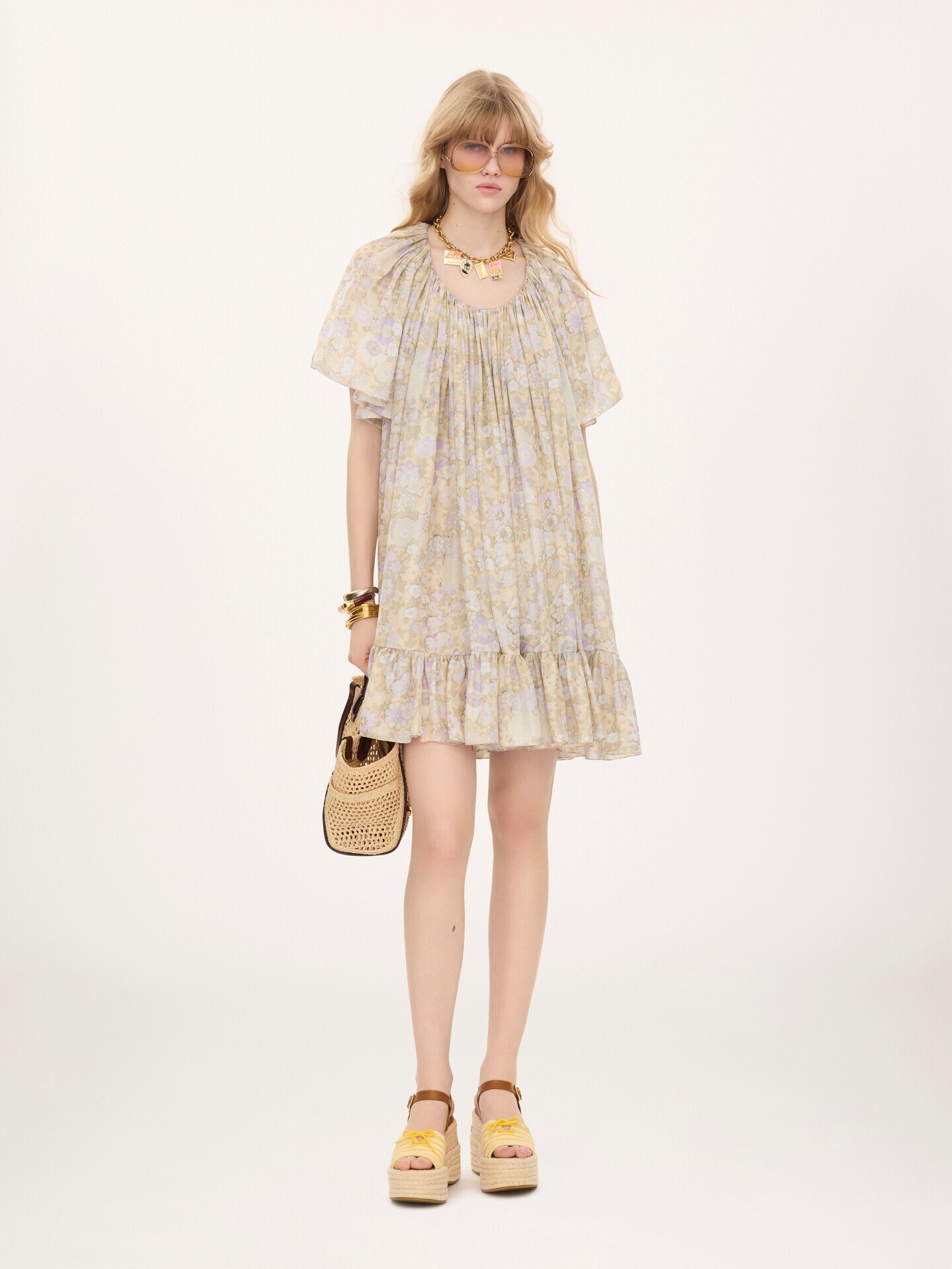 Short pleated dress in silk charmeuse - 3
