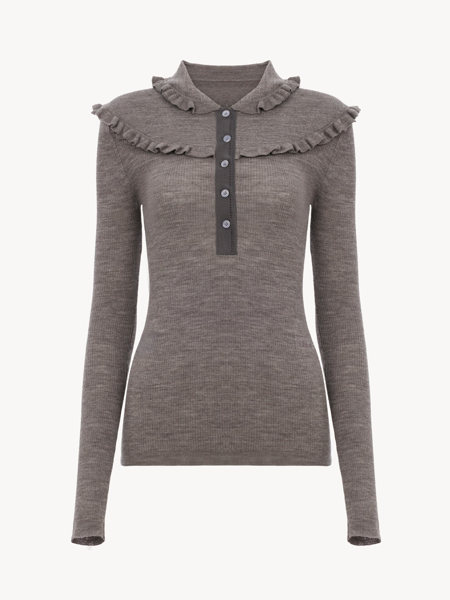 Fitted Henley shirt in a superfine wool knit - 2.0