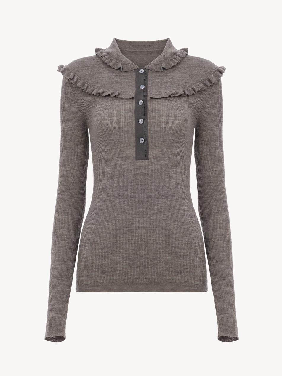 Fitted Henley shirt in a superfine wool knit