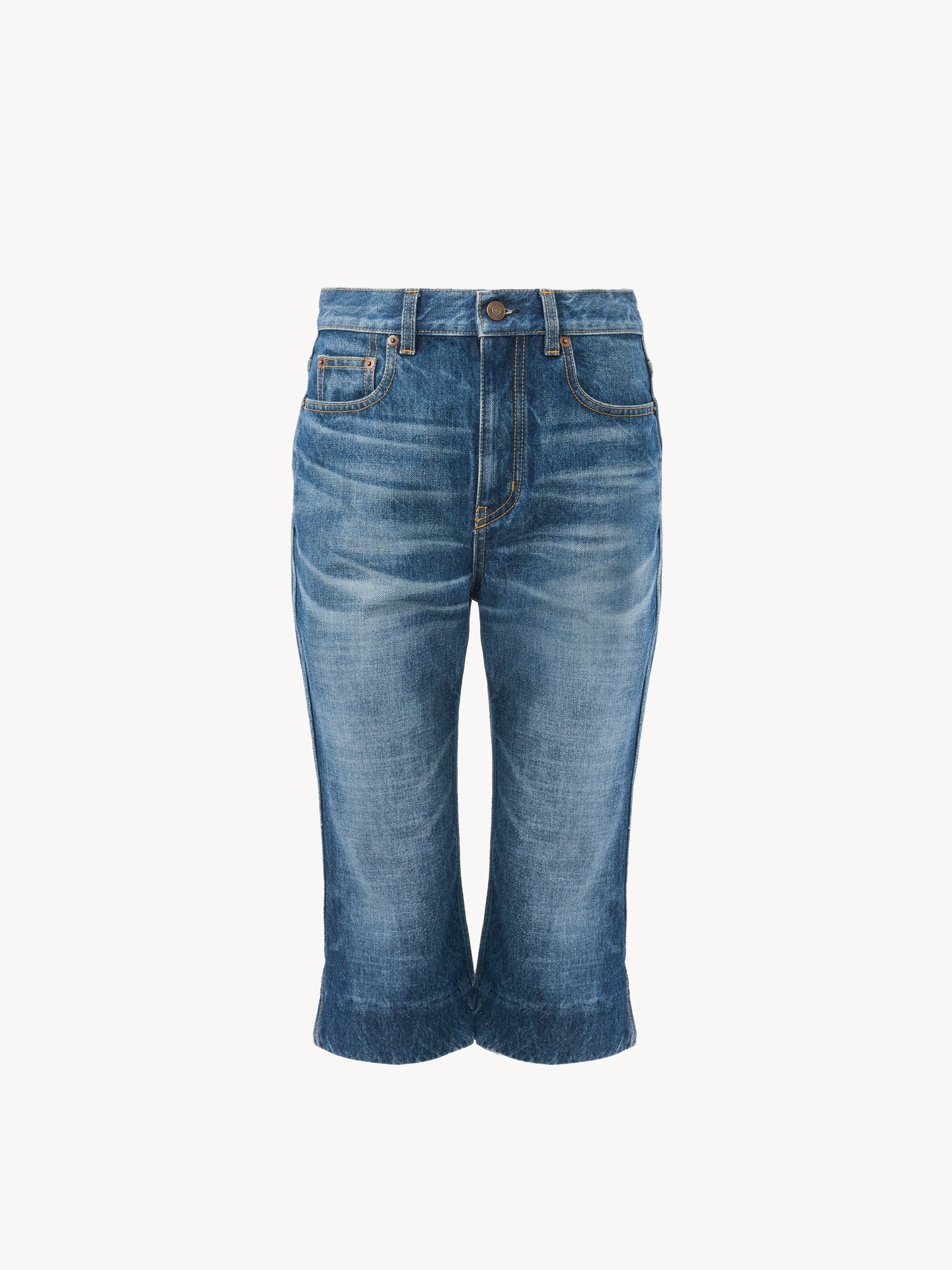 Hochtaillierte Capri-Jeans aus Denim - 2