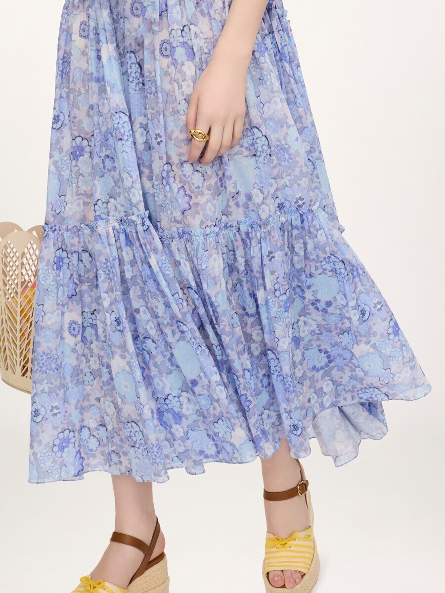 Tiered long dress in cotton voile - 7