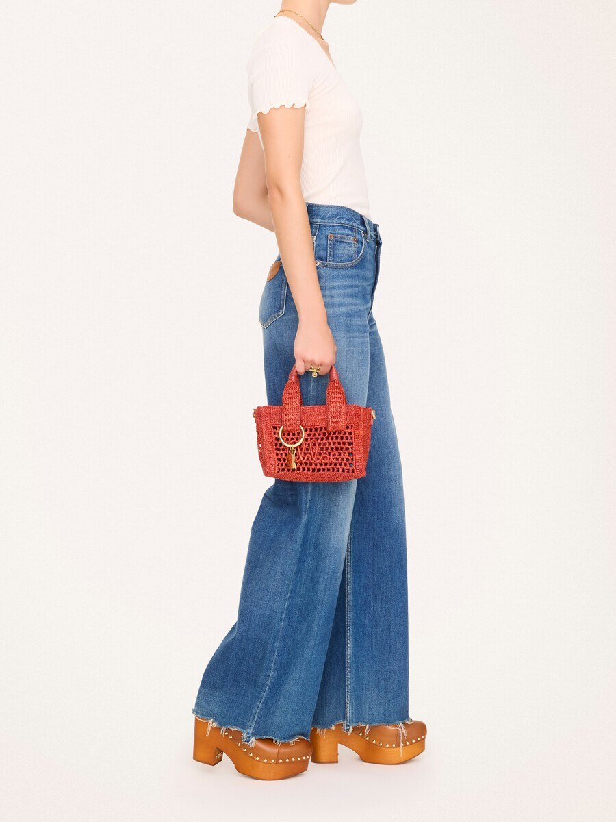 Mini Summer Banana east-west tote bag in raffia - 8