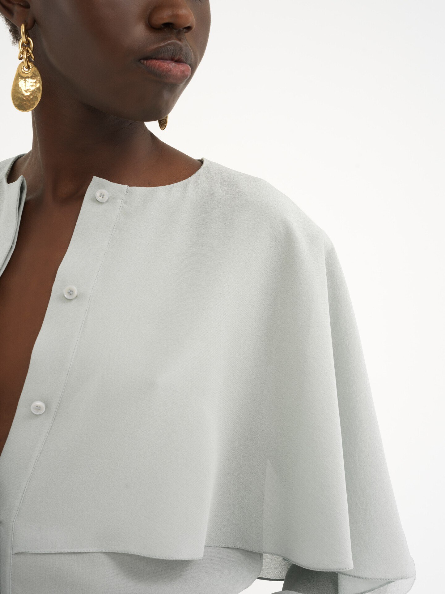 Cape blouse in silk georgette - 6